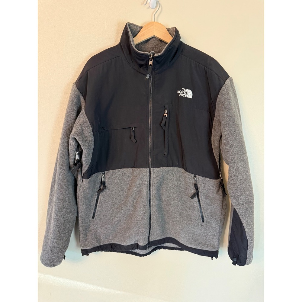 The North Face 08 Denali Jacket Men L Gray Black Polartec Fleece Full Zip